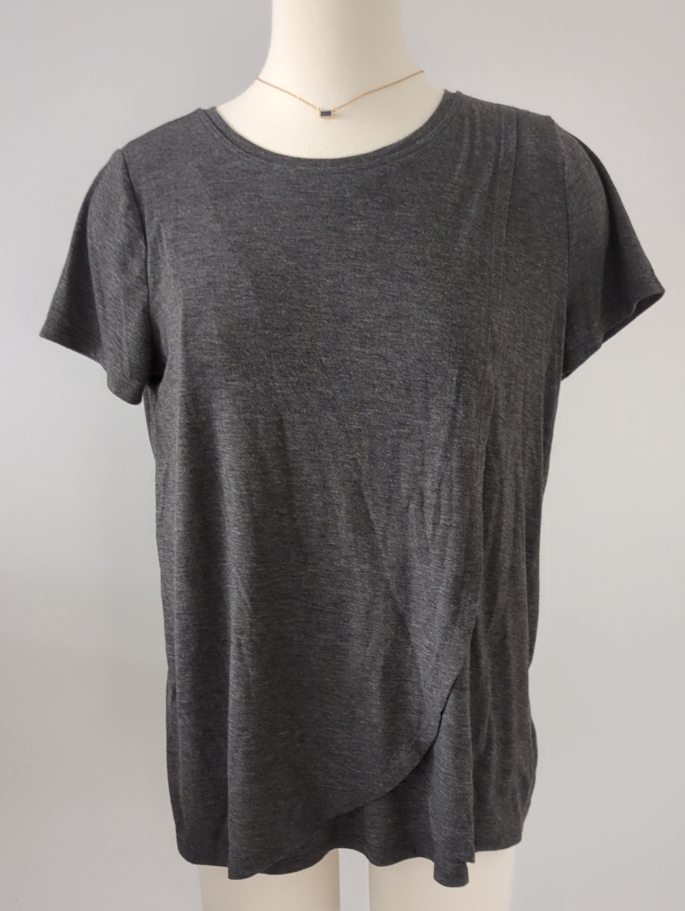 Motherhood Charcoal Short Sleeve Draped Front Tee Nursing Maternity